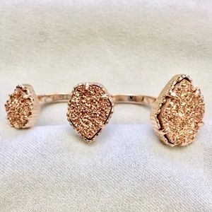 KENDRA SCOTT NAOMI Rose Gold Drusy Double Ring M/L